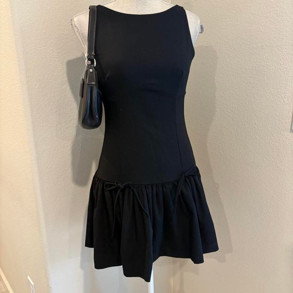 Zara black mini dress with bow details. Size small